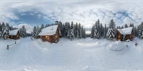 inside cosy cabin snowing outside