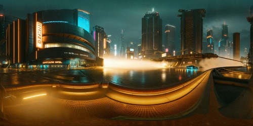 An immaculate, ultra-high-resolution depiction of a cyberpunk metropolis under a neon-drenched sky, colossal skyscrapers mirroring in slick, rain-soaked avenues alive with swarming hovercars, vibrant holographic billboards, and teeming masses—an animated masterpiece radiating flawless intricacy and vivid detail.