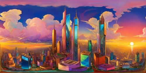 Expansive alien cityscape at golden hour, towering crystalline structures gleaming in the soft light, vibrant neon lights casting a surreal glow, holographic advertisements flickering against the flawless, towering skyscrapers, bustling traffic winding through the flawless, massive streets, ethereal futuristic drone fleets soaring overhead, atmospheric atmospheric clouds painting the skies, perfect reflection on the gleaming, flawless, ultra high res surfaces.