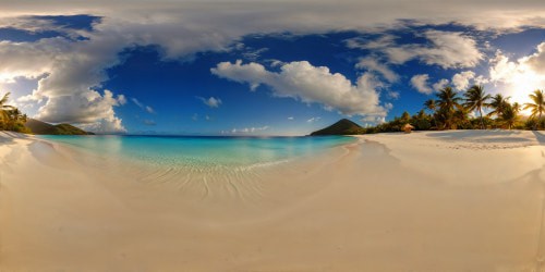 A flawless masterpiece of a serene beach with immaculate white sands, crystal-clear azure waters, gently lapping waves, golden sunlight dancing across the surface—a peerless ultra-high-resolution paradise.