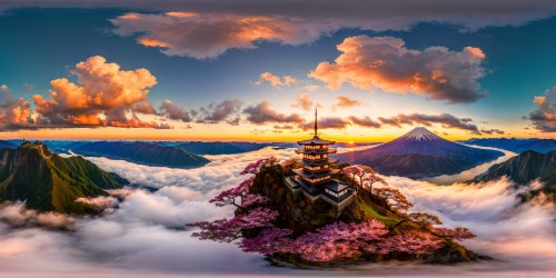 A flawless Japan-inspired anime landscape in ultra-high-res 8K, vivid sakura blooms swaying, tranquil river meandering, snow-capped peaks looming, dreamy pastel sunset casting hues, meticulous intricate details crafting a true artistic masterpiece.