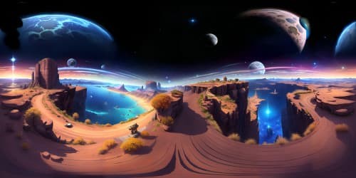 Masterpiece, ultra-high-resolution VR360, lunar terrain, vibrant earthrise viewpoint, cosmic twinkle of distant stars, awe-inspiring nebulae, best quality, VR360 lunar orbit perspective.