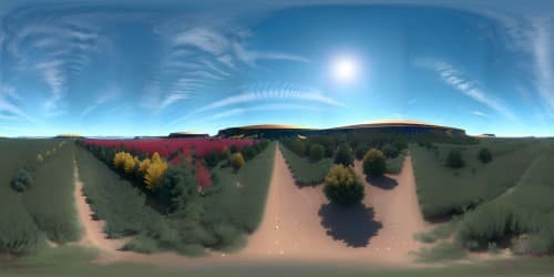 Impressive VR360 masterpiece scene, ultra high-res visuals, Holodeck-inspired digital artistry, minimal foreground objects. VR360 view of captivating, vast emptiness, modern and clean aesthetic.