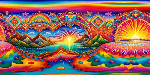Vivid homage to DMT and LSD experiences: a mesmerizing kaleidoscope of vibrant hues, intricate geometric shapes, and immersive, multi-dimensional textures, rendered in flawless ultra-high resolution, a visual masterpiece.