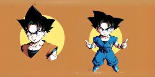 Dragon Ball Goku in his childhood.about 6 years old. black hair. adorable