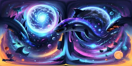 moon space whale galaxy ocean