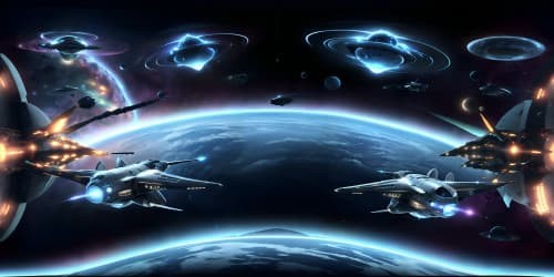 Ultra high-res VR360, photorealistic style, Star Trek Enterprise in grandeur, reflective ship surface mirroring vibrant nebulae, intricate detailing to Starfleet emblem, cosmic panorama, colorful nebulae, far-off star clusters.