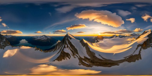 Epic aerial view soaring above the majestic Alps, a breathtaking panorama of serene lakes reflecting the flawless snow-capped peaks, golden hour illuminating the landscape, ideal for a masterpiece in ultra-high resolution.