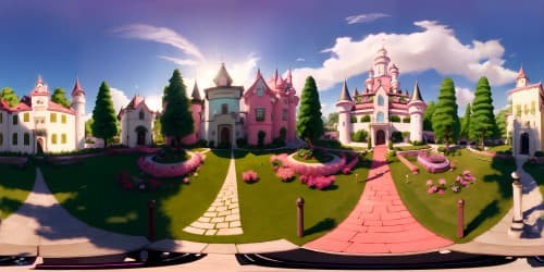 barbie doll  and her pink castle