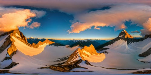 ideal prompt: Majestic mountain landscape at golden hour, snow-kissed peaks glistening in the warm sunset, pastel sky, misty emerald forests, and pristine cascading streams, flawlessly detailed ultra-high-resolution masterpiece.