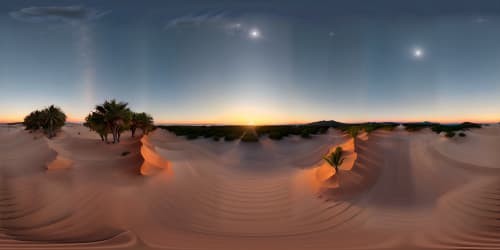 Ultra-high-res VR360, pristine sandy beach at night, unspoiled harmony with palm silhouettes, clear starlit expanses. Minimalistic foreground, focus on celestial grandeur. Style: photorealistic masterpiece.