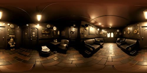 Masterpiece, VR360 ultra-high res, Five Nights at Freddy's universe. Hauntingly eerie, disturbing ambiance, decaying pizza parlor. Pixellated horror style, suspenseful shadowplay, fear-inducing desolation.