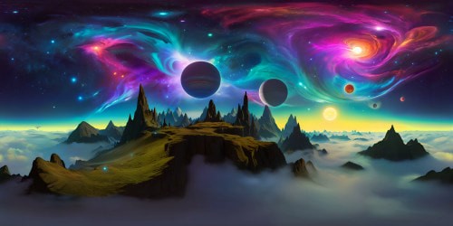 Masterpiece VR360 cosmic panorama, ultra high-res celestial spectacle. Glittering constellations, sweeping nebulae showcasing VR360 interstellar majesty. Digital artistry, luminescent cosmic vapors, undiscovered celestial prodigies. Distinct fusion Pixar-style and surreal art, transcending ordinary perception.