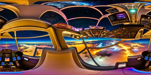 A flawless, ultra-high-resolution view of an A320 cockpit soaring above a cyberpunk-inspired cityscape, filled with neon lights, twisting skyscrapers, holographic billboards, and bustling hover cars, all captured in crystal-clear detail.