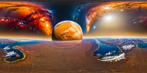 above planet earth in space