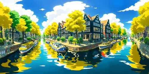 amsterdam canals  rivers water front realistic