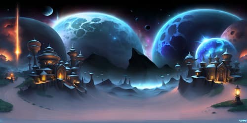 alien planet landscape, giant planet