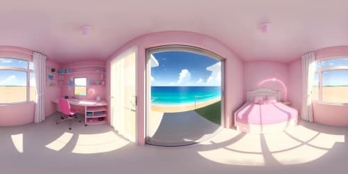 Ultra high-resolution VR360 masterpiece, colossal nursery room. Dominating yet refined crib, VR360 view. Floating mobiles, vibrant soft colors. Merging of sleek modernity, pastel watercolor aesthetics.