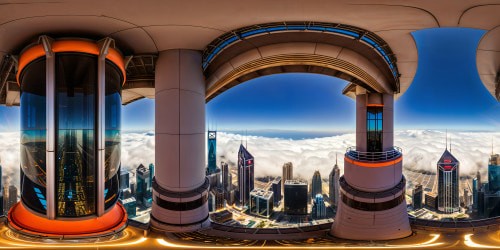 A flawless ultra-high-resolution depiction of Cybercity's cyberpunk horizon, observed from a rooftop vantage, showcasing vibrant neon luminance, colossal futuristic towers, and bustling thoroughfares alive with energy, an unmatched visual marvel. I want the view to be not above the buildings.