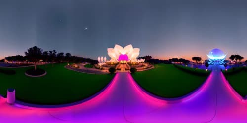 disney epcot center pavilion neon pink sky dusk evening space mountain