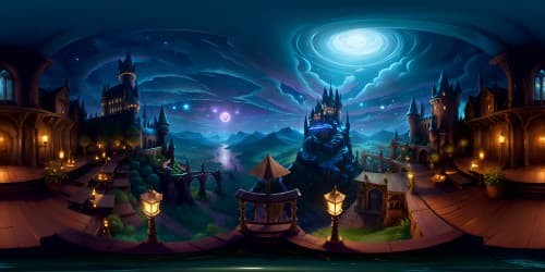 Ultra-high-res masterpiece style, magic potion classroom, Hogwarts Castle, VR360 view. Majestic wooden tables, vials of luminescent potions, fantasy art style. Hogwarts stone architecture, VR360 magical realism, enchanted ceiling mimicking night sky.