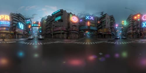 abandoned city neon lights city streets night