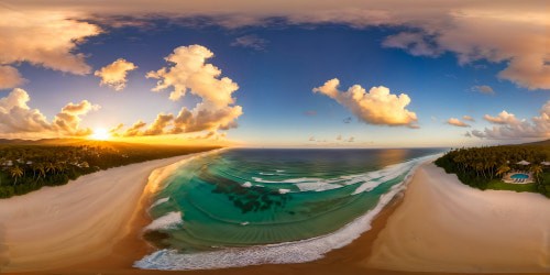 Luxurious high-definition scene on a pristine beach adorned with swaying palm trees, basked in the warm hues of a radiant sunset, a flawless masterpiece capturing every fine detail and color in mesmerizing Ultra HD resolution.