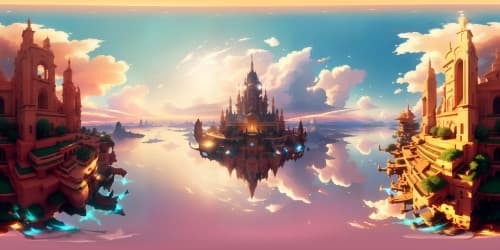 High-resolution VR360 scene, hushed golden cloudscape, an ethereal angel aloft, intricate feathers shimmering, halos iridescent. A masterpiece in the sky, immense, awe-inspiring. Staggering detail, ultra-high quality, Pixar-style visuals, breathtaking VR360 tranquility.