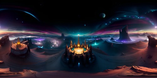 VR360 celestial panorama, myriad twinkling stars, swirling galaxies, luminescent full moon, obsidian skies. Fantasy art style, impeccable composition, ultra-high resolution. VR360 celestial masterpiece, flawless ultra-high definition, vibrant luminescence.