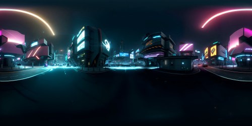 Cyber punk city at night street view