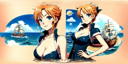 One piece character Nami in short hair.