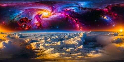 Ideal prompt: Brilliant nebula-filled galaxy, cosmic canvas painted with vibrant hues, swirling planets and twinkling stars, enthralling high-resolution cosmic masterpiece of the universe.