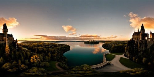 A mesmerizing ultra-high-res portrayal of the iconic Hogwarts Castle bathed in golden hour hues, surrounded by mystical woods and a sparkling lake, showcasing intricate masonry, grand towers, and spires under a vivid atmospheric sky, transcending as a flawless, unparalleled masterpiece of unrivaled quality.