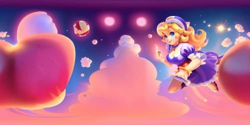 Princess Peach (supermario bro character) blonde hair pink dress