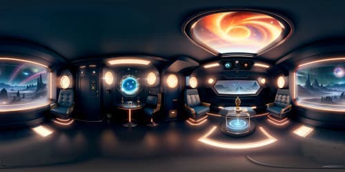 VR360 grandeur of Tardis interior, 11th Doctor-era, ultra-high res masterpiece. Crystal-clear detailing, vintage copper consoles, complex contraptions, blue glow illumination. Timeless and retro in VR360, Pixar-style perfection, soft lighting, dimensional depth, overwhelming sense of vastness.