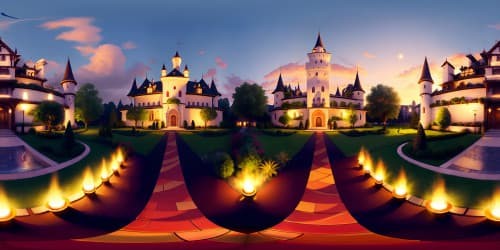 chocolate fountain in front of a castle