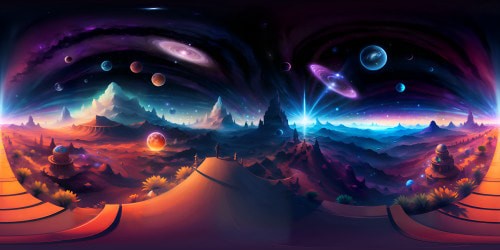 VR360 canvas, cosmos theme, ultra high-resolution, stellar masterpiece, infinite space, countless twinkling stars, myriad celestial bodies, crystal-clear Milky Way, galactic clusters, fantasy art style, stunning cosmic panorama, VR360 stargazing experience.