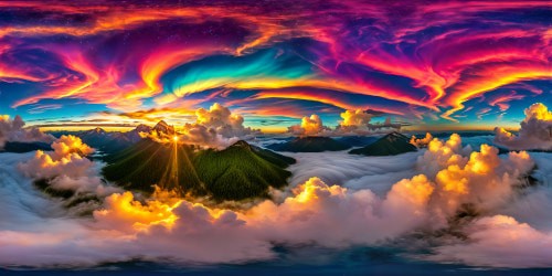 Vibrant hallucinatory landscape bursting with neon colors, swirling psychedelic patterns dancing in kaleidoscopic harmony, pulsating energy under a starlit sky, ultra-high resolution, a visual masterpiece of euphoric bliss.