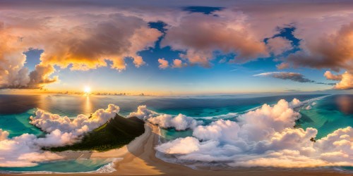 Basking in the flawless beauty of a tropical beach at the break of dawn, with the crystalline ocean mirroring the pastel hues of the sky, a masterpiece captured in ultra high resolution.