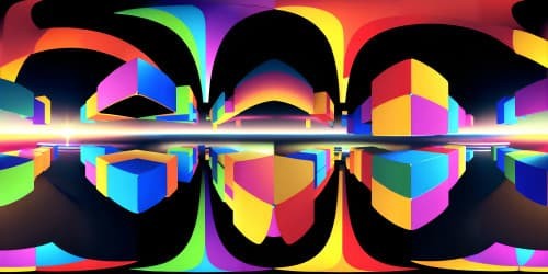 VR360 view of intersecting angles, juxtaposition of vivid colors, geometrical precision, pixar-style. VR360 illusion of kineticism. Masterpiece quality, ultra high res, all encapsulated in a Rubik's cube spectacle.