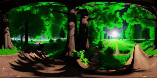 2 boys with black cat in dark rainy forest