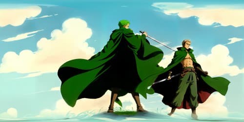 one piece character Zoro(in grean cloak)