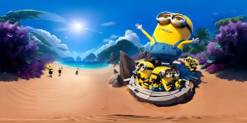 Minions in Despicable Me. (ON THE BEACH)