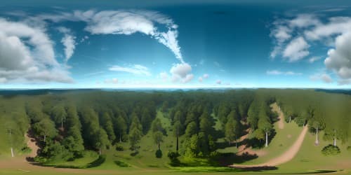 Masterpiece quality VR360, ultra high-res, elevated forest lookout platform. Tree canopy panorama under stormy, dark clouded sky. Rain-swept forest hillside, creating immersive VR360 forest view.