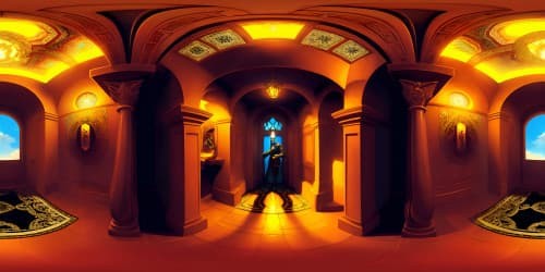 A MAN with black wings kneel dwon in a hall way