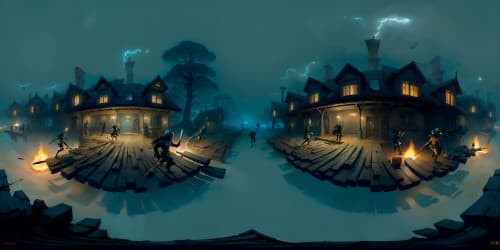 four women wearing dark blue leotards with thigh high boots. they are warriors' one of them is carrying a large glowing hammer_they are running into battle_one has dreadlocks