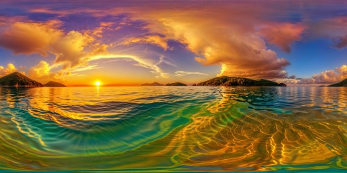 A breathtaking sunset reflected on shimmering waters, enveloping the scene in a warm golden glow, creating an ethereal masterpiece in flawless high resolution.