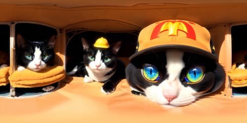 cats with Mcdonald cap