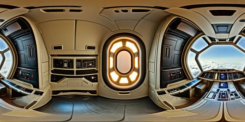 Exploring the immaculate interior of a state-of-the-art Star Wars spaceship, gleaming metallic surfaces, intricate control panels, soft pulsating lights, futuristic atmosphere, flawless detail in ultra-high resolution.