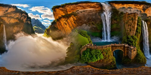 A mesmerizing, flawless digital art gallery showcasing an awe-inspiring array of intricate fantasy landscapes, towering ancient ruins, and cascading waterfalls, each rendered in ultra high definition detail, an artistic marvel of perfection.